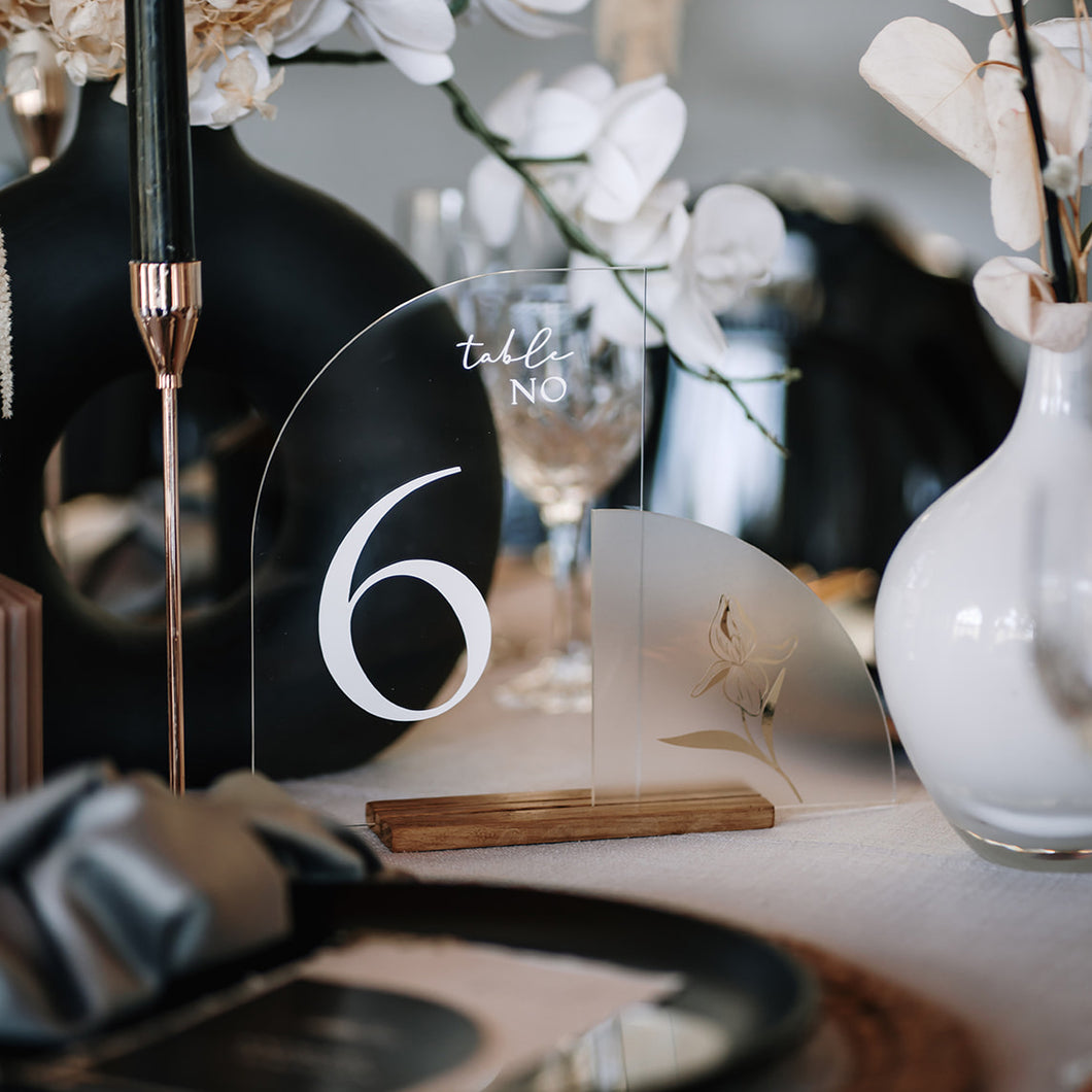 Table Number on Perspex with Monogram