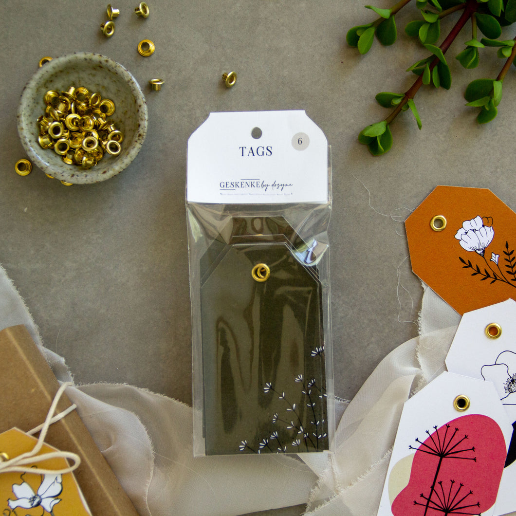 Gold Eyelet Gift Tags • Set of 6